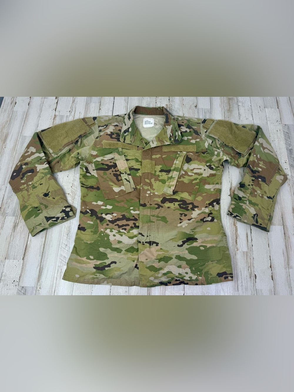 Vintage US Military Shirt Mens 33 Short Camo Cargo Woodland Combat Shacket